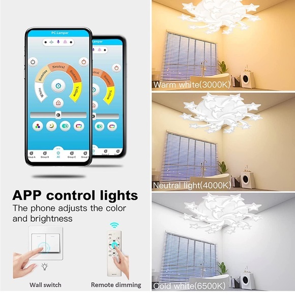 COPY - LED Modern Ceiling Fixture Heads Flush Mount Dimmable Chandelier Ceiling… - Picture 3 of 6